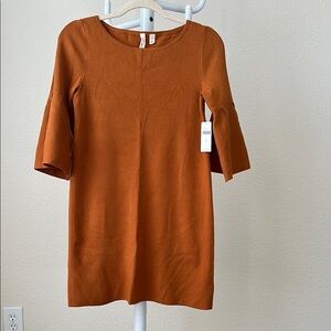 Rust Orange Bell Sleeve Dress